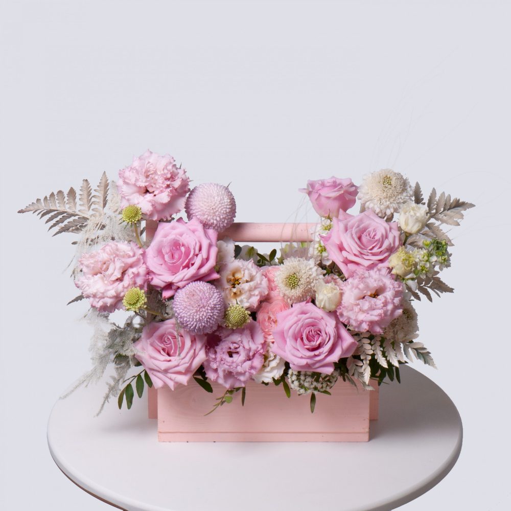 Ящик в розовой гамме № 472 - купить цветы в Санкт Петербурге