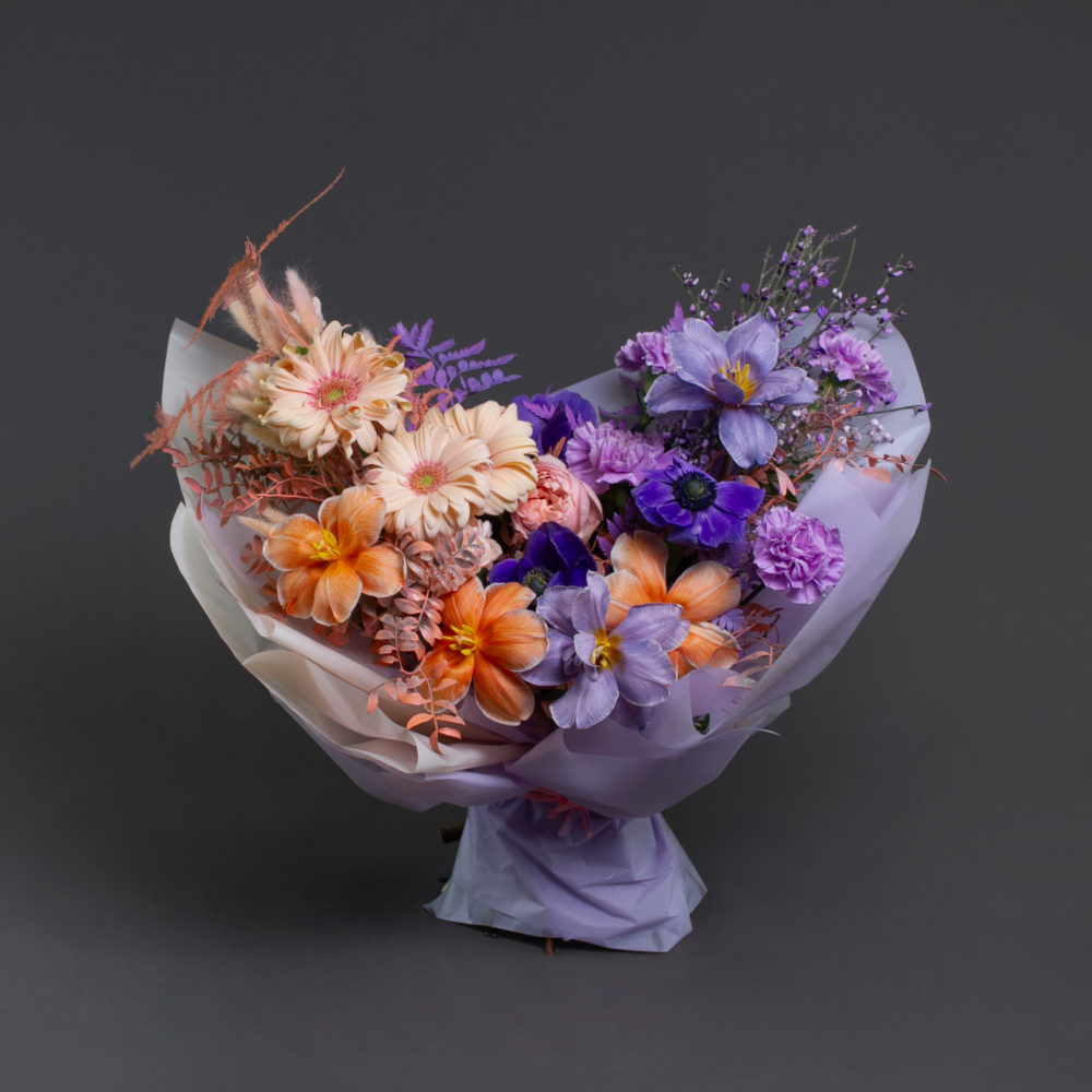 Букет фиолетово-персиковый. №75 - купить цветы в Санкт Петербурге