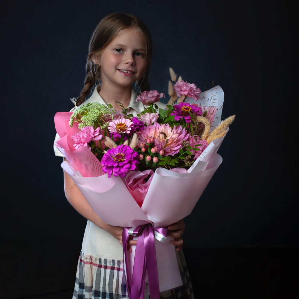 Букет с розовыми георгинами №47 - купить цветы в Санкт Петербурге